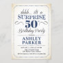 Surprise 50th Birthday Party - White Navy Invitation