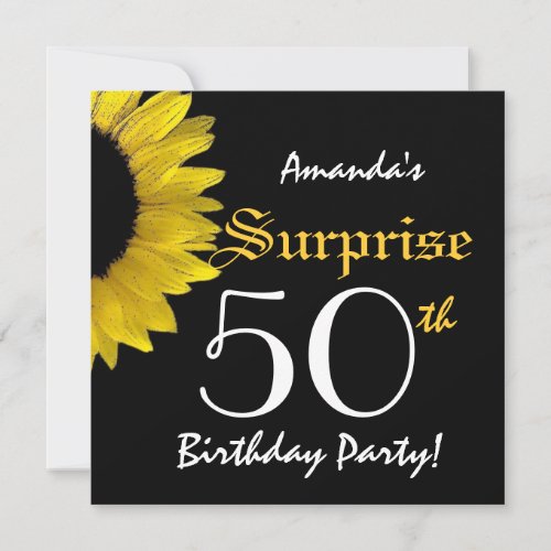 SURPRISE 50th Birthday Party Yellow Sunflower G301 Invitation
