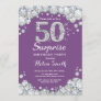 Surprise 50th Birthday Purple and Silver Diamond Invitation
