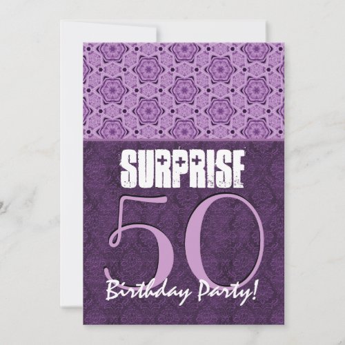 Surprise 50th Birthday Purple LaceTemplate 01 Announcement