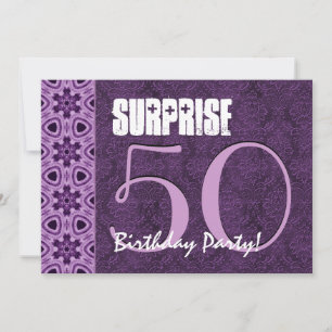 Surprise 50th Birthday Purple LaceTemplate 01 Invitation