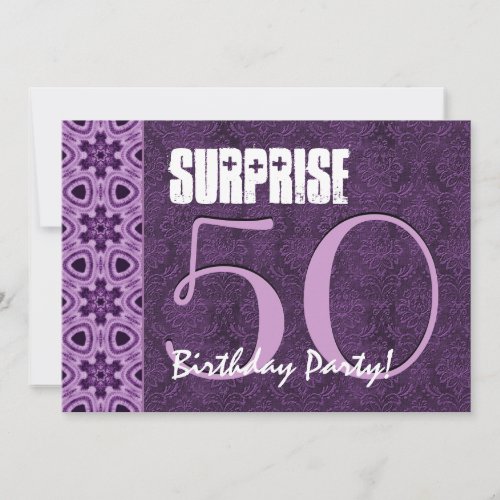 Surprise 50th Birthday Purple LaceTemplate 01 Personalized Invitation