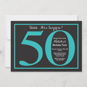 Surprise 50th Birthday Red and Black Chalkboard Invitation