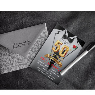 Surprise 50th Birthday Tuxedo Invitation