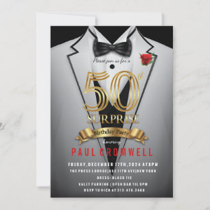 Surprise 50th Birthday Tuxedo Invitation