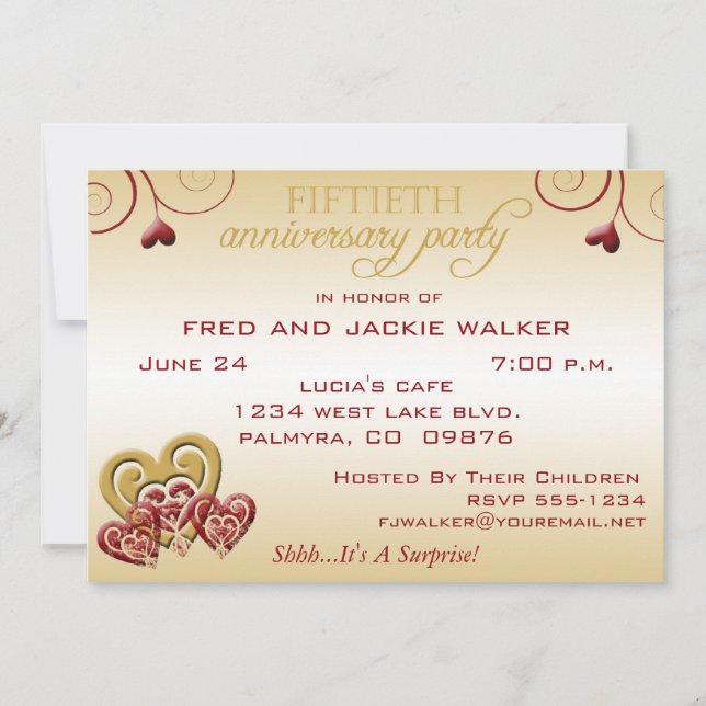 Surprise 50th Weddin Anniversary Party Invitations (Front)