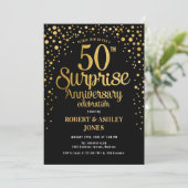 Surprise 50th Wedding Anniversary - Black & Gold Invitation (Standing Front)