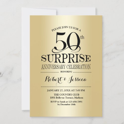 Surprise 50th Wedding Anniversary _ Gold Invitation