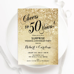 Surprise 50th Wedding Anniversary - Gold Invitation