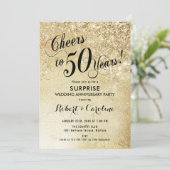 Surprise 50th Wedding Anniversary - Gold Invitation (Standing Front)