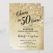 Surprise 50th Wedding Anniversary - Gold Invitation (Front/Back)