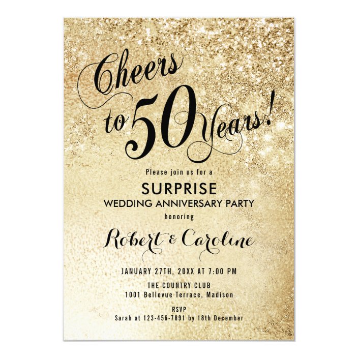 Surprise 50th Wedding Anniversary Gold Invitation Zazzle Surprise 50th Wedding Anniversary
