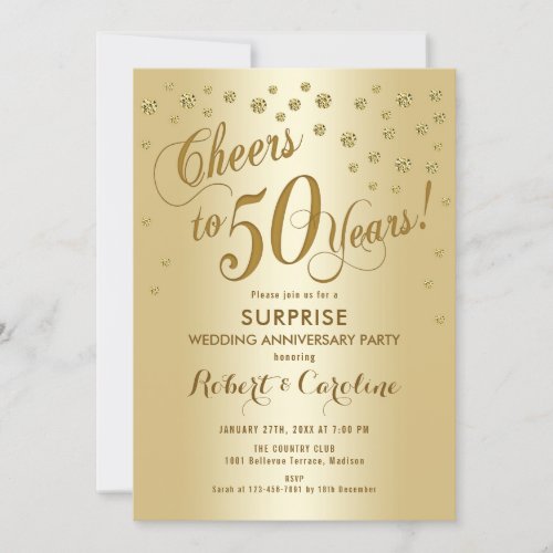 Surprise 50th Wedding Anniversary _ Gold Invitation