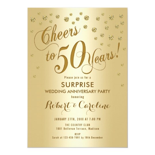 Surprise 50th Wedding Anniversary - Gold Invitation | Zazzle.com