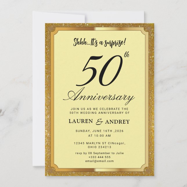 Surprise 50th Wedding Anniversary Invitation (Front)