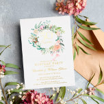 Surprise 50th Wedding Anniversary Party Gold Foil Invitation<br><div class="desc">Featuring real gold foil and a delicate watercolor floral greenery garland, this chic botanical surprise party 50th wedding anniversary invitation can be personalized with your special golden anniversary information. The reverse features a matching floral garland framing the anniversary dates in elegant white text on a gold background. Designed by Thisisnotme©...</div>