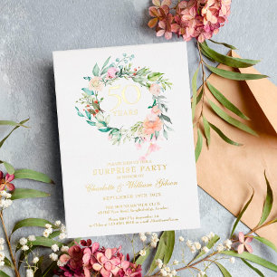 Surprise 50th Wedding Anniversary Party Gold Foil Invitation