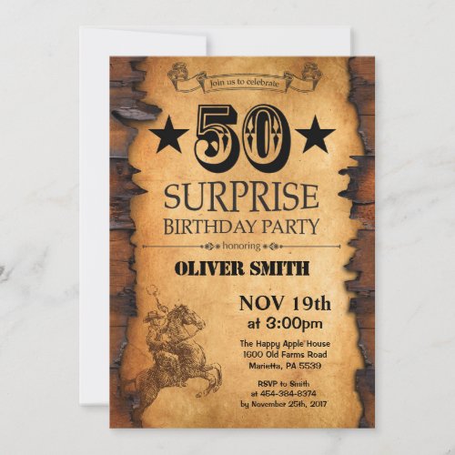 Surprise 50th Western Birthday Invitation