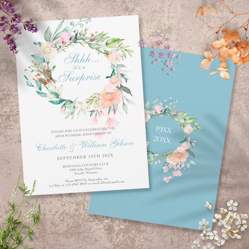 Surprise 60th Anniversary Party Roses Floral Invitation