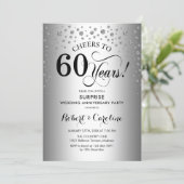 Surprise 60th Anniversary Party - Silver Black Invitation (Standing Front)