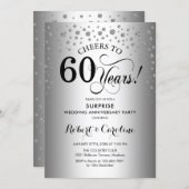 Surprise 60th Anniversary Party - Silver Black Invitation (Front/Back)
