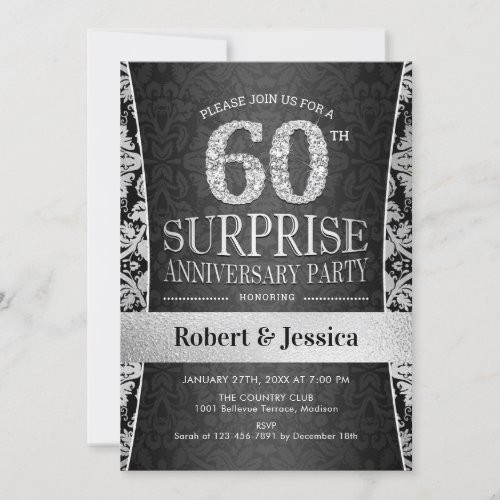 Surprise 60th Anniversary Party _ Silver Invitation