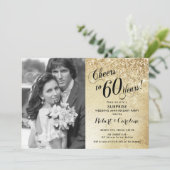Surprise 60th Anniversary with Photo - Gold Invitation (Standing Front)