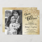 Surprise 60th Anniversary with Photo - Gold Invitation (Front/Back)