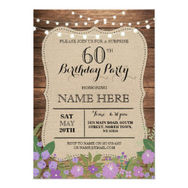 SURPRISE 60th & Any Age Birthday Party Wood Invite
