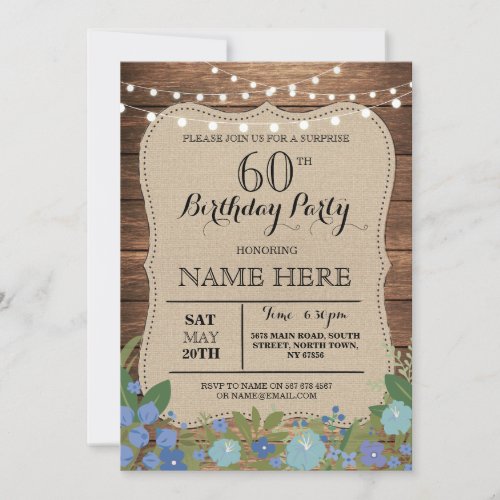 SURPRISE 60th  Any Age Birthday Party Wood Invite
