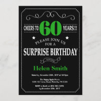 Surprise 60th Birthday Black and Green Chalkboard