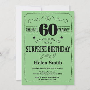 Surprise 60th Birthday Black and Green Invitation