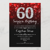 Surprise 60th Birthday - Black Red Silver