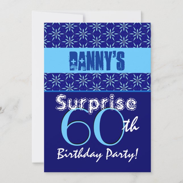 SURPRISE 60th Birthday Blue Stars T532 Invitation (Front)
