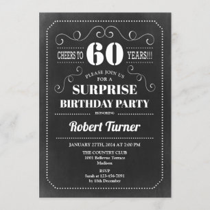 Surprise 60th Birthday - Chalkboard Invitation
