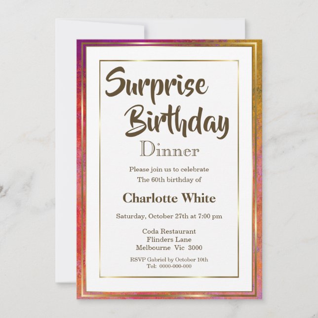 Surprise 60th Birthday Dinner Invitation (Front)