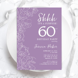 Surprise 60th Birthday - Floral Purple Invitation