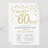 Surprise 60th Birthday Gold Glitter Diamond Invitation (Front/Back)