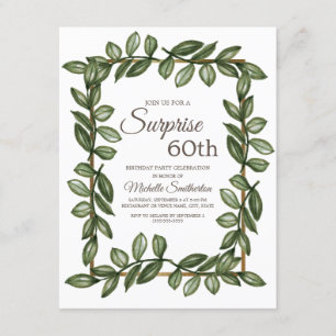 Surprise 60th Birthday Green Leaves Invitation