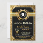 Surprise 60th Birthday Invitation Black and Gold