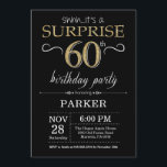 Surprise 60th Birthday Invitation Black and Gold<br><div class="desc">Surprise 60th Birthday Invitation with Black and Gold Glitter Background. Chalkboard. Adult Birthday. Men or Women Bday Invite. Any age. For further customization,  please click the "Customize it" button and use our design tool to modify this template.</div>