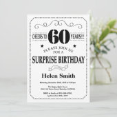 Surprise 60th Birthday Invitation Black and White | Zazzle