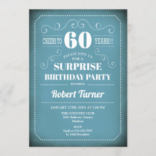 Surprise 60th Birthday Invitation - Blue White