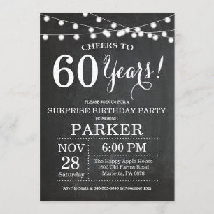 Surprise 60th Birthday Invitation Chalkboard