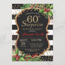 Surprise 60th Birthday Invitation Christmas Gold