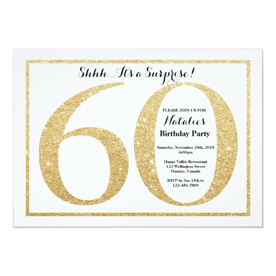 Surprise 60th Birthday Invitation Gold Glitter | Zazzle.com