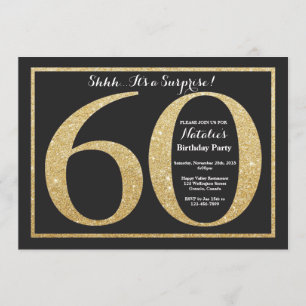 Surprise 60th Birthday Invitation Gold Glitter