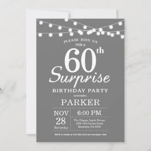 Surprise 60th Birthday Invitation Gray and White
