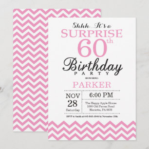 Surprise 60th Birthday Invitation Pink Chevron