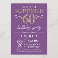 Surprise 60th Birthday Invitation Purple and Gold